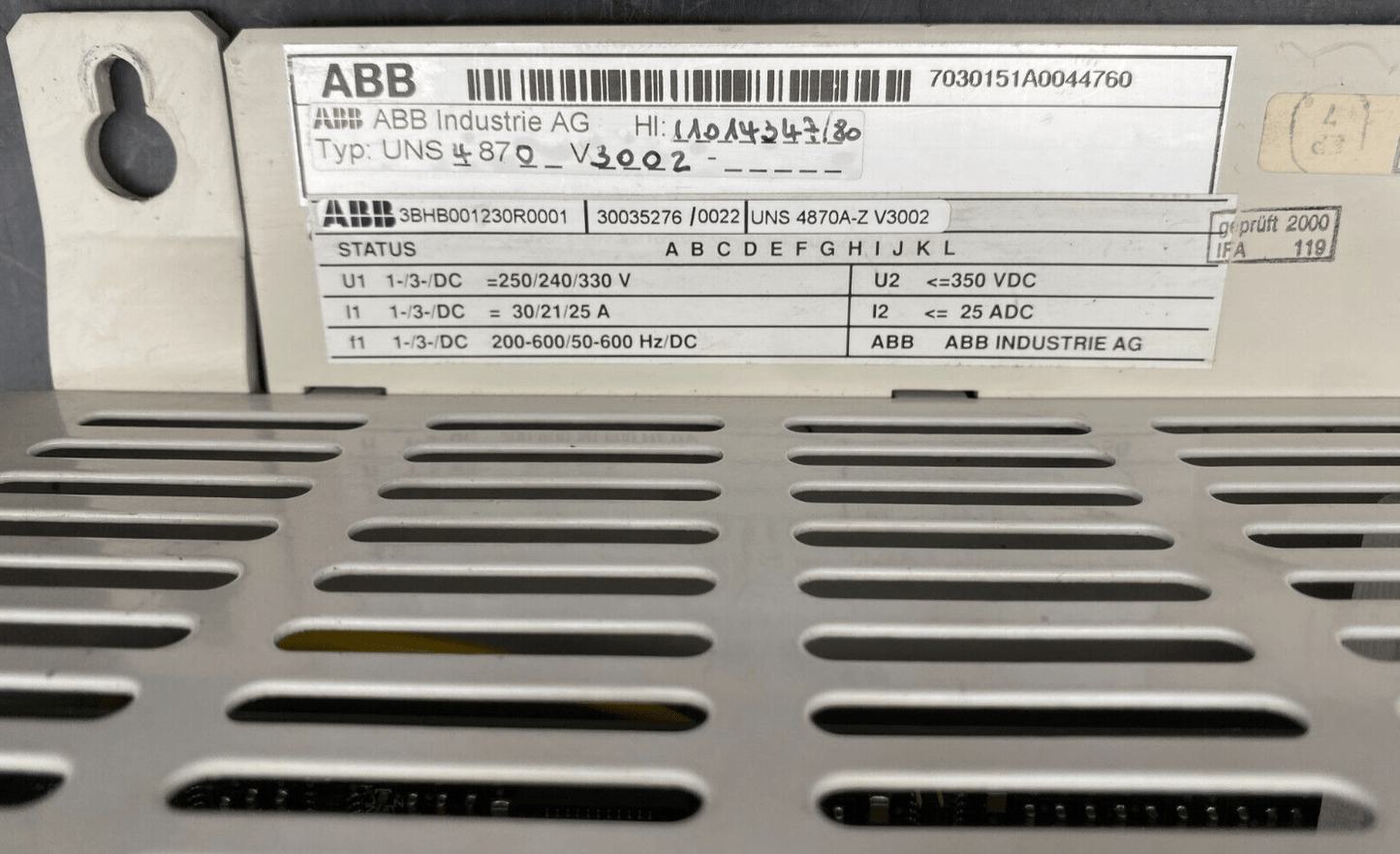 ABB UNITROL F UNS 4870A - Z V3002 3BHB001230R0001 - KLR Automation