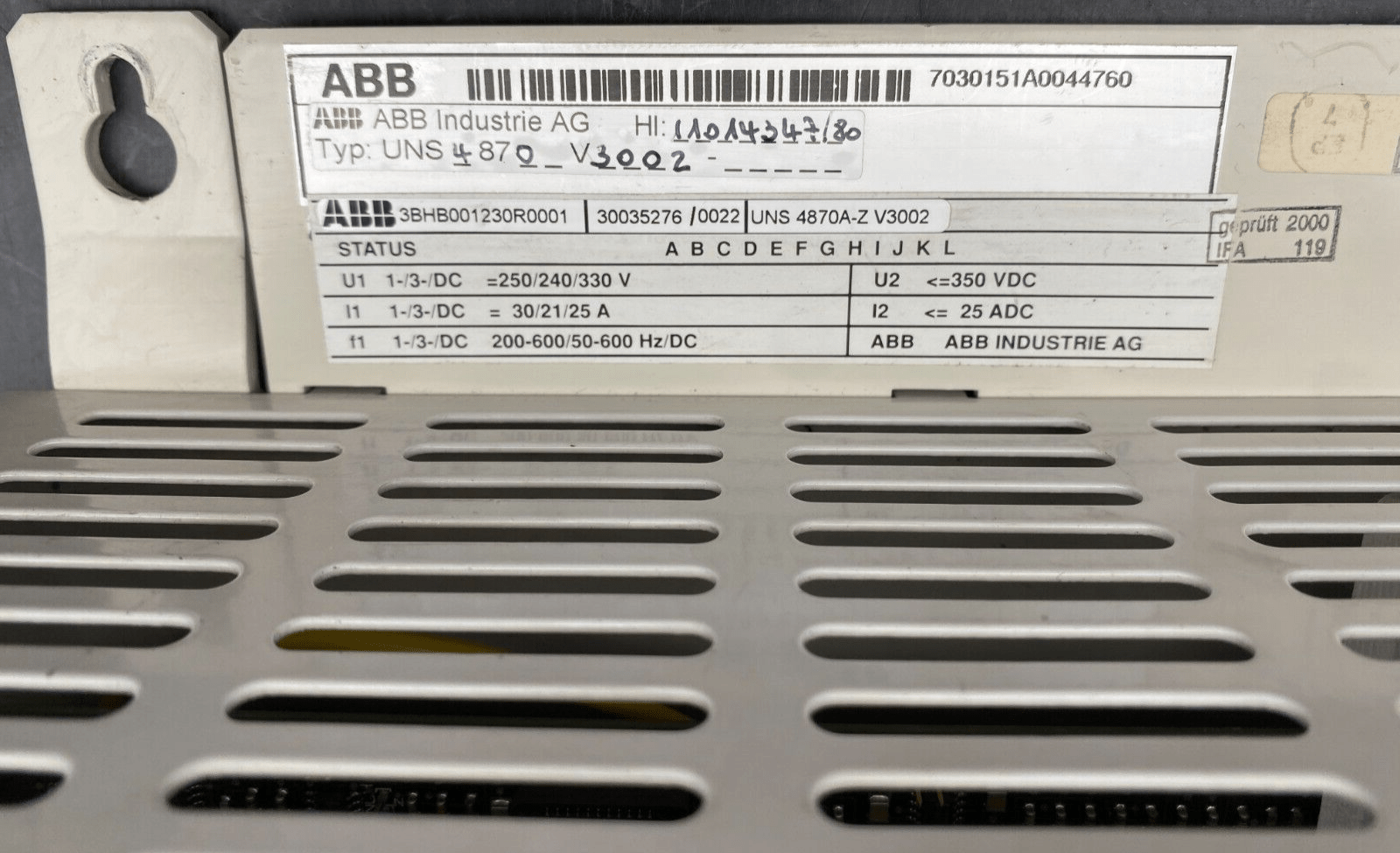 ABB UNITROL F UNS 4870A - Z V3002 3BHB001230R0001 - KLR Automation