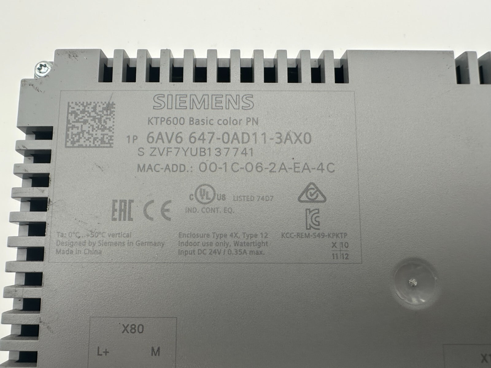 SIEMENS 6AV6647 - 0AD11 - 3AX0 SIMATIC PANEL TOUCH KTP600 BASIC COLOR PN - KLR Automation