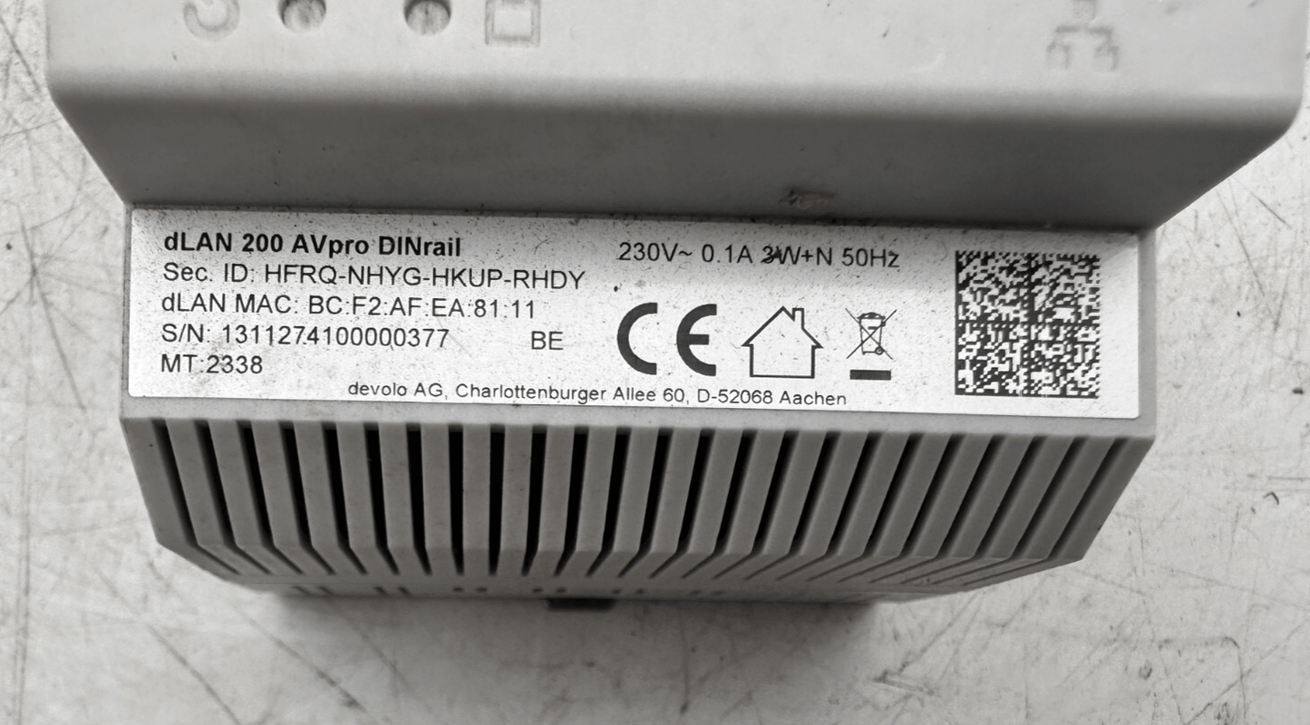 DEVOLO DLAN 200 AVPRO DINRAIL HFRQ - NHYG - HKUP - RHDY - KLR Automation