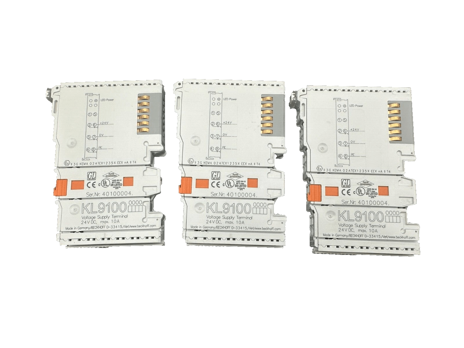 BECKHOFF KL9100 STEPPER MOTOR TERMINAL WITH INCREMENTAL ENCODER 50V DC/5A x3pc - KLR Automation