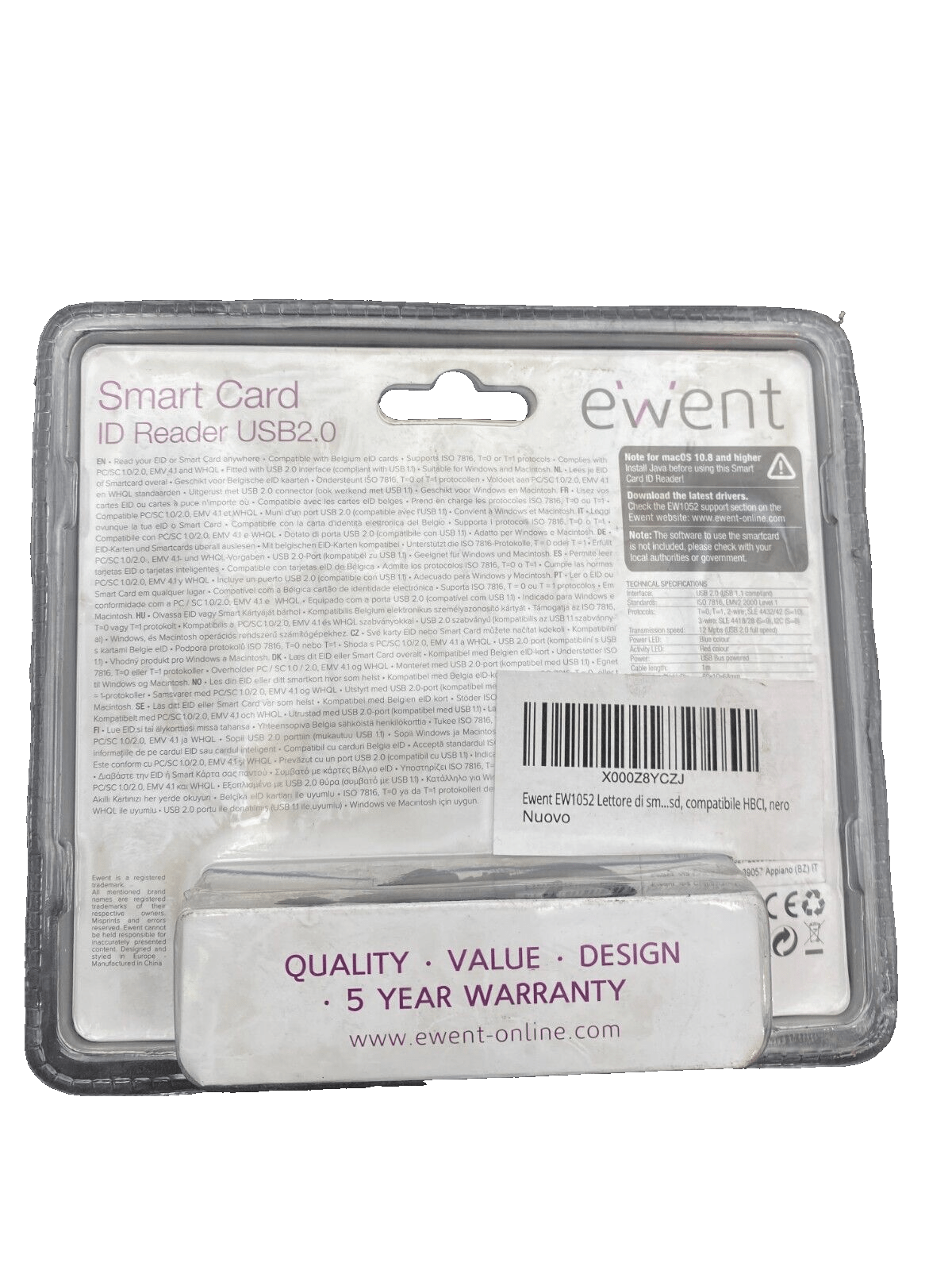 EWENT SMART CARD ID READER USB2.0 EW1052 x5pc - KLR Automation