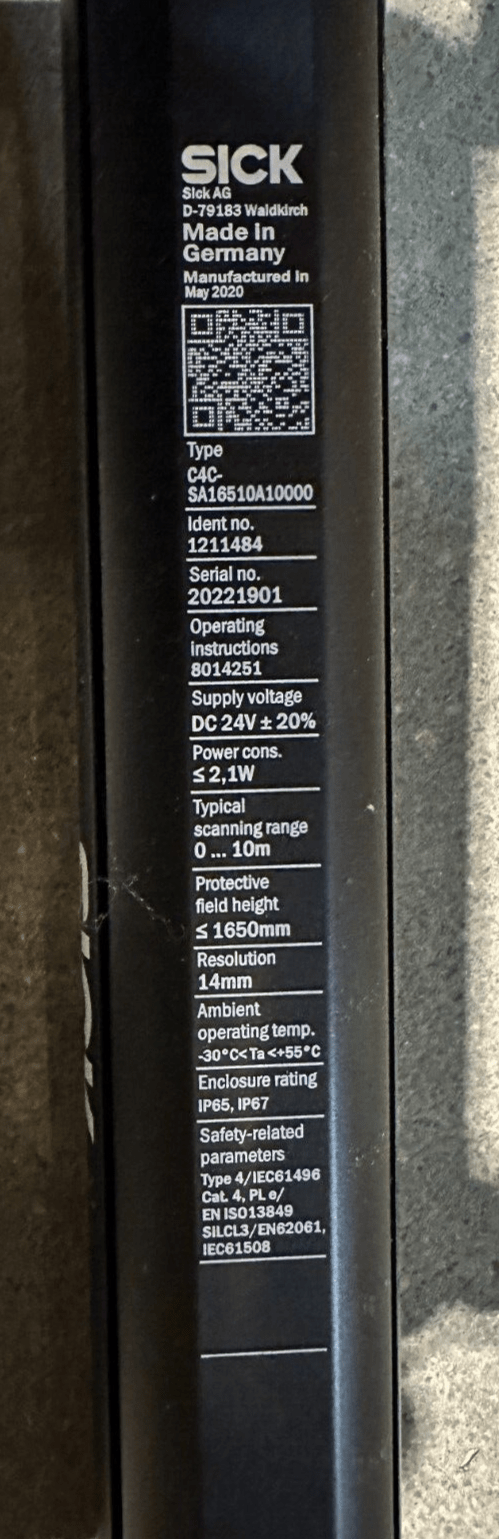 SICK DETEC4 CORE C4C - EA16510A10000 121148 + C4C - SA16510A10000 1211484 CURTAIN - KLR Automation