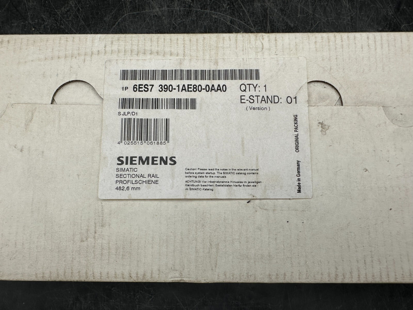 SIEMENS 6ES7390 - 1AE80 - 0AA0 SIMATIC SECTIONAL RAIL 482,6mm - KLR Automation