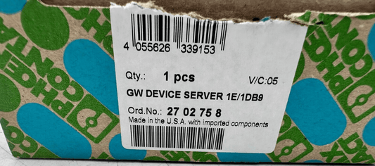 PHOENIX CONTACT 2702758 GW DEVICE SERVER 1E/1DB9 - KLR Automation