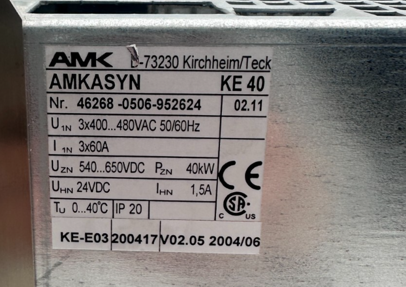 AMK AMKASYN KE 40 40kW VERSION 02.11 VARIATEUR DE FREQUENCE