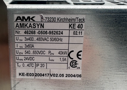 AMK AMKASYN KE 40 40kW VERSION 02.11 VARIATEUR DE FREQUENCE