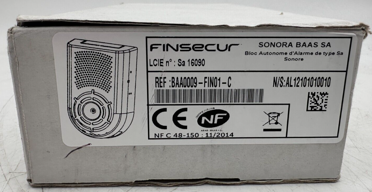 FINSECUR BAA0009-FIN01-C BLOC D'ALARME AUTONOME DE TYPE SA SONORE x1pc