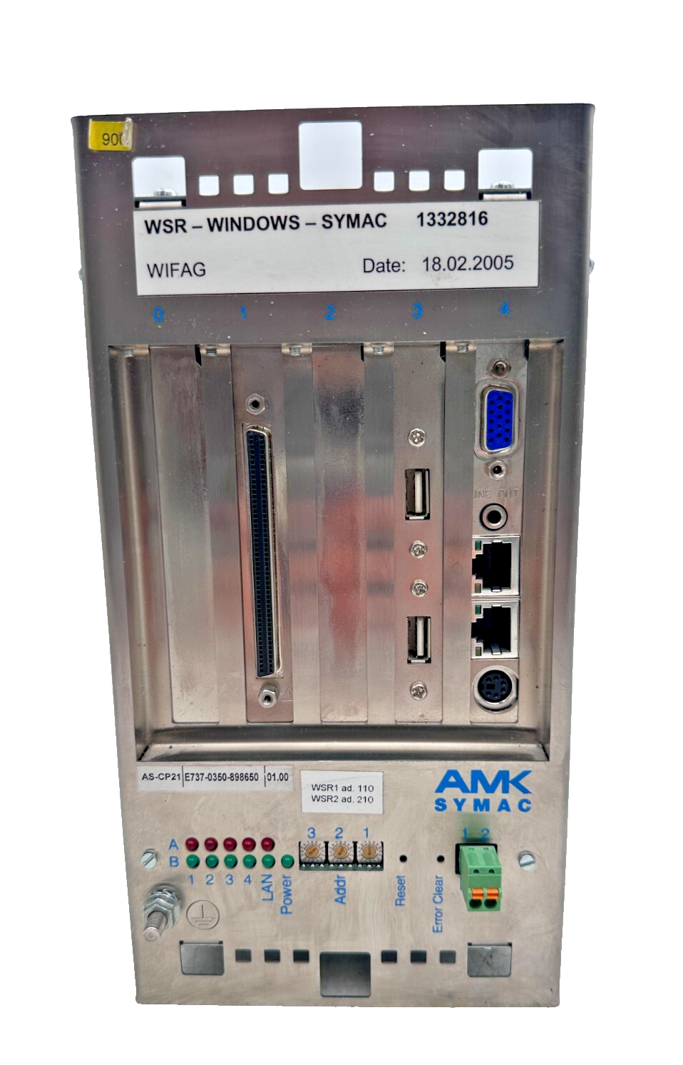 AMK SYMAC AMKASYN AS-CP21-512 VERSION 01.00 WINDOWS WSR1 ad. 110 WSR2 ad. 210