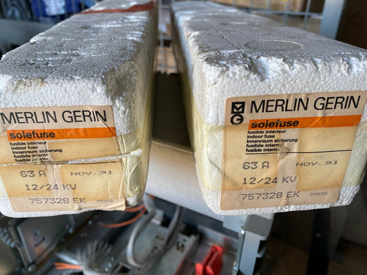 1 pc x Fusible , coupe circuit / MERLIN GERIN / Solefuse / 63A - 12 / 24 KV - KLR Automation