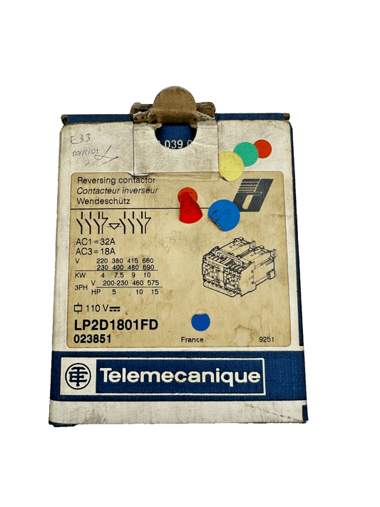 TELEMECANIQUE LP2D1801FD REVERSING CONTACTOR NEW OLD STOCK - KLR Automation