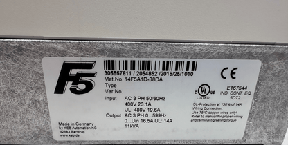 KEB F5 14F5A1D - 38DA 14.F5.A1D - 38DA COMBIVERT INVERTER - KLR Automation
