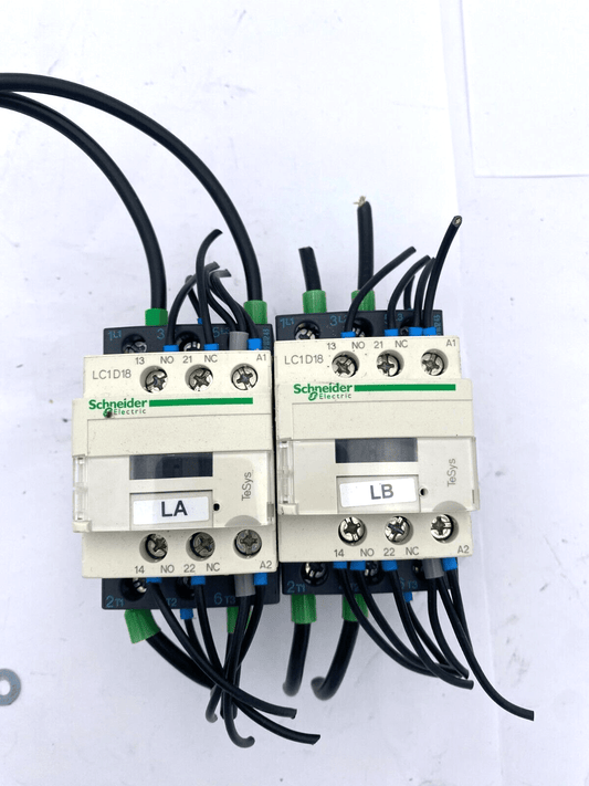 LOT OF 2 SCHNEIDER ELECTRIC LC1 D18 THREE PHASE CONTACTOR - KLR Automation