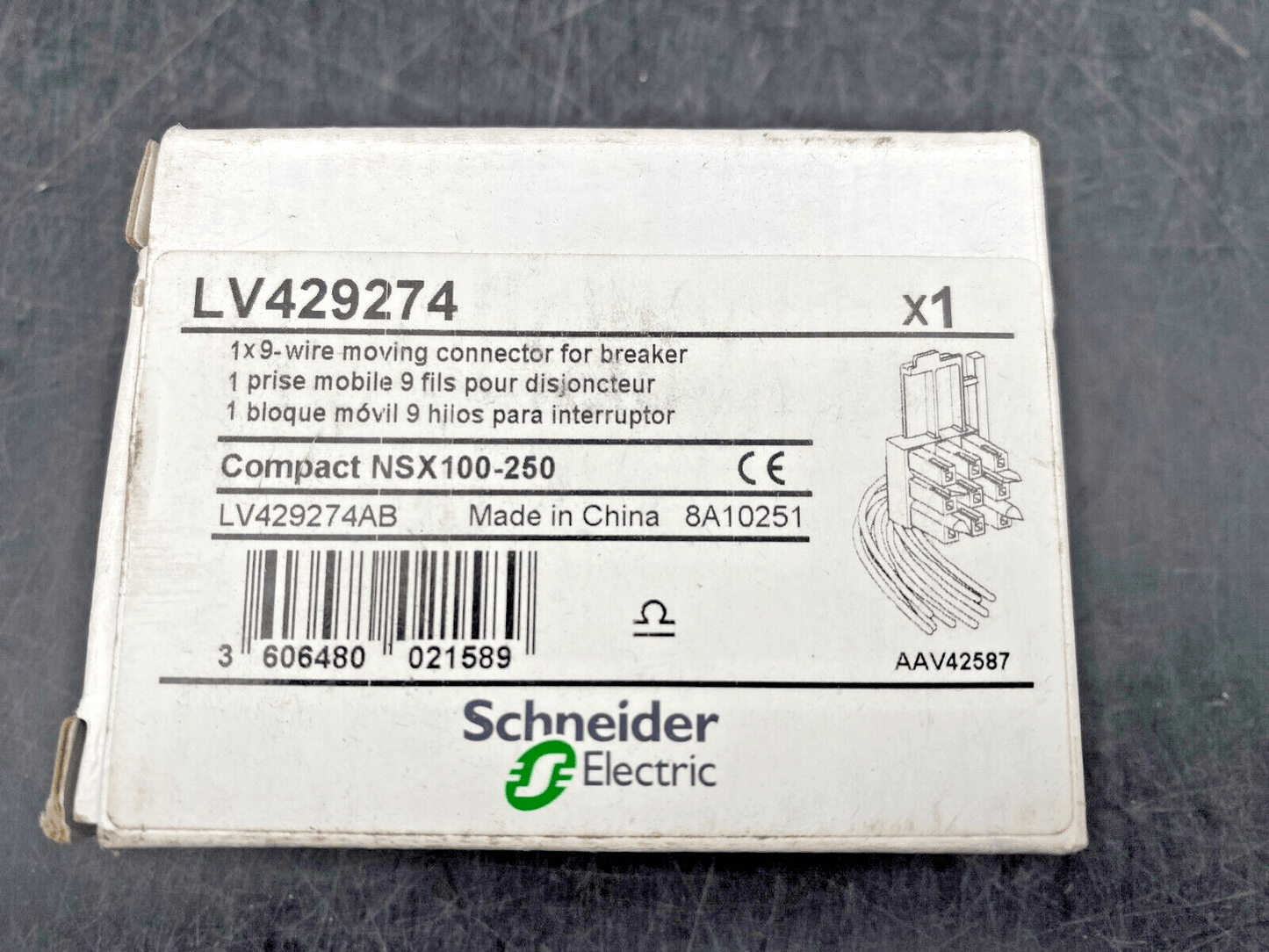 NEW SCHNEIDER ELECTRIC LV429274 COMPACT NSX100 - 250 1x9 WIRE MOVING CONNECTOR FOR - KLR Automation