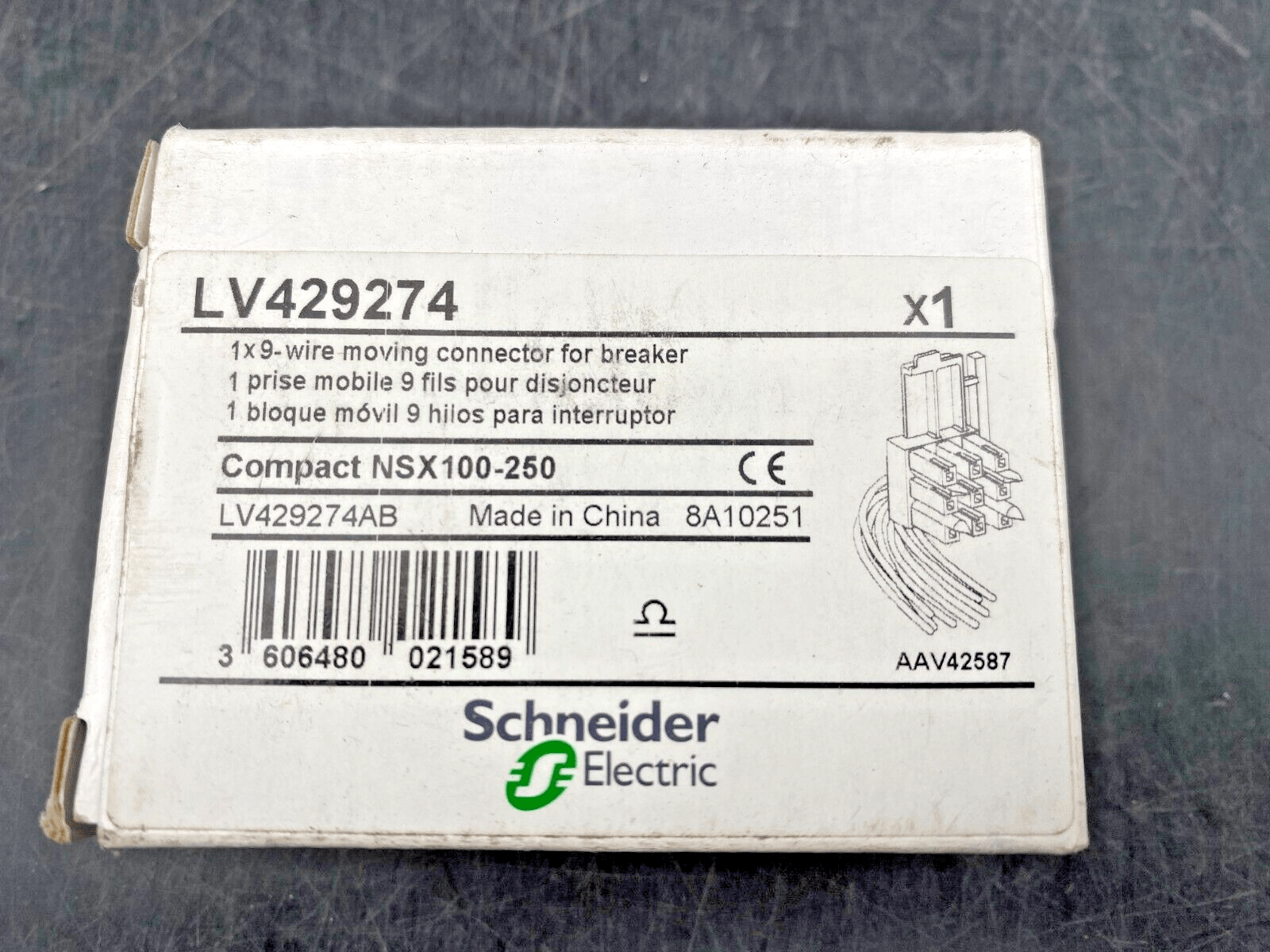 NEW SCHNEIDER ELECTRIC LV429274 COMPACT NSX100 - 250 1x9 WIRE MOVING CONNECTOR FOR - KLR Automation