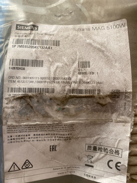 Siemens Sitrans FM MAG 5100W 7ME65205KC132AA1 DN 350 PN16 flanges Carbon - KLR Automation
