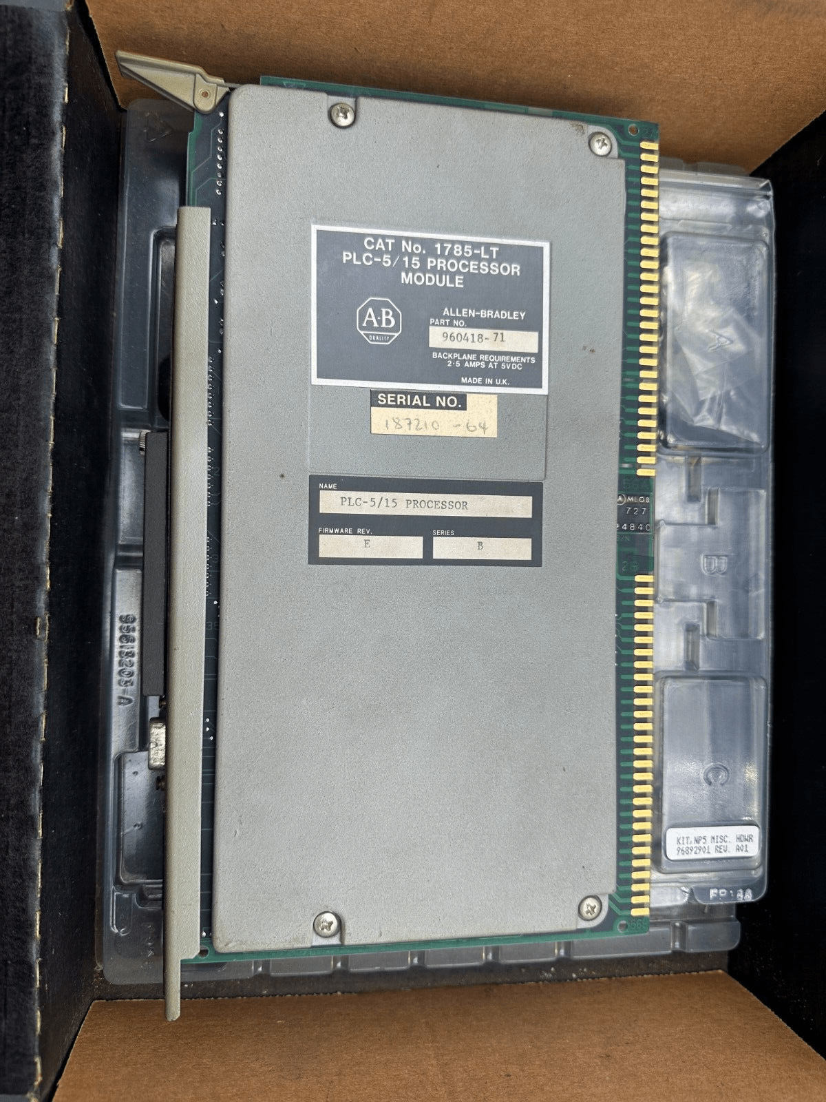 ALLEN - BRADLEY 1785 - LT PLC - 5/15 SERIE B REV E 960418 - 71 PROCESSOR MODULE - KLR Automation