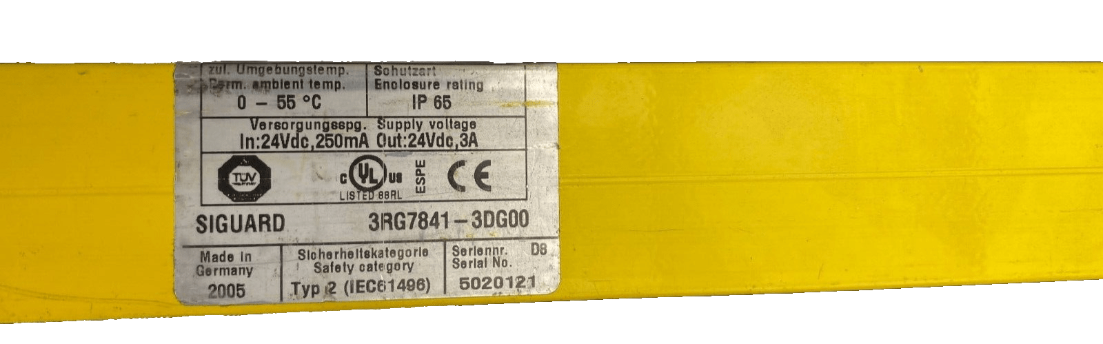 SIEMENS SIGUARD 3RG7841 - 3DG00 LIGHT CURTAIN TRANSMITTER - KLR Automation