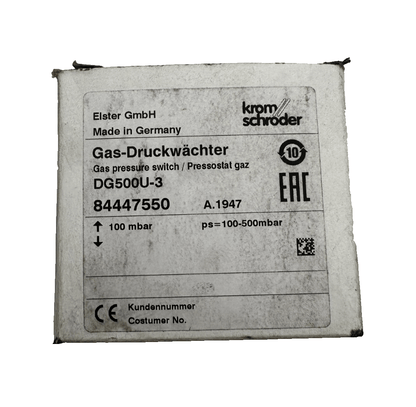 KROM SCHRODER DG500U - 3 84447550 GAS PRESSURE SWITCH 100mbar - KLR Automation