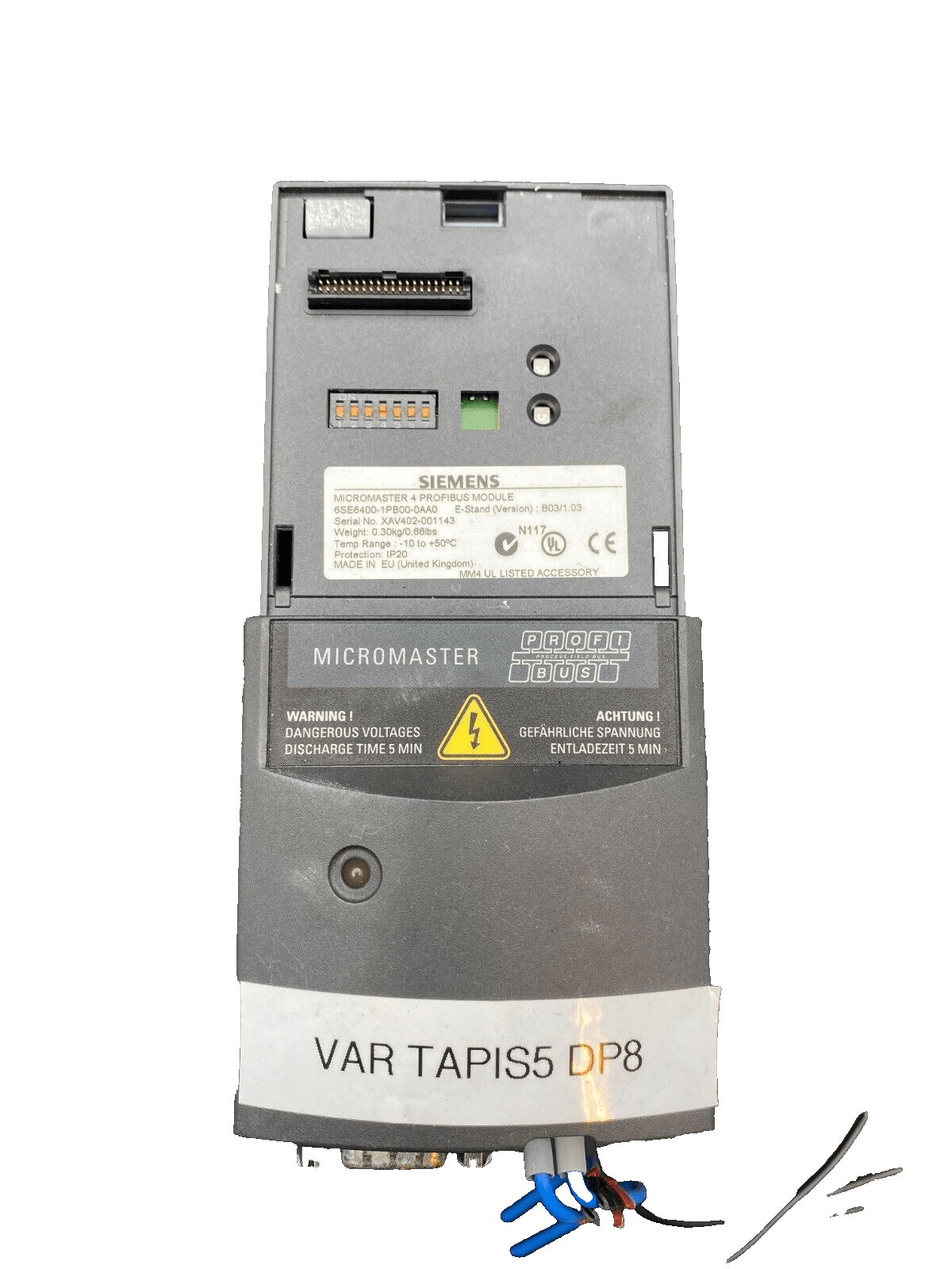 SIEMENS MICROMASTER 4 PROFIBUS MODULE 6SE6400 - 1PB00 - 0AA0 + 6SE6420 - 2AB13 - 7AA1 - KLR Automation