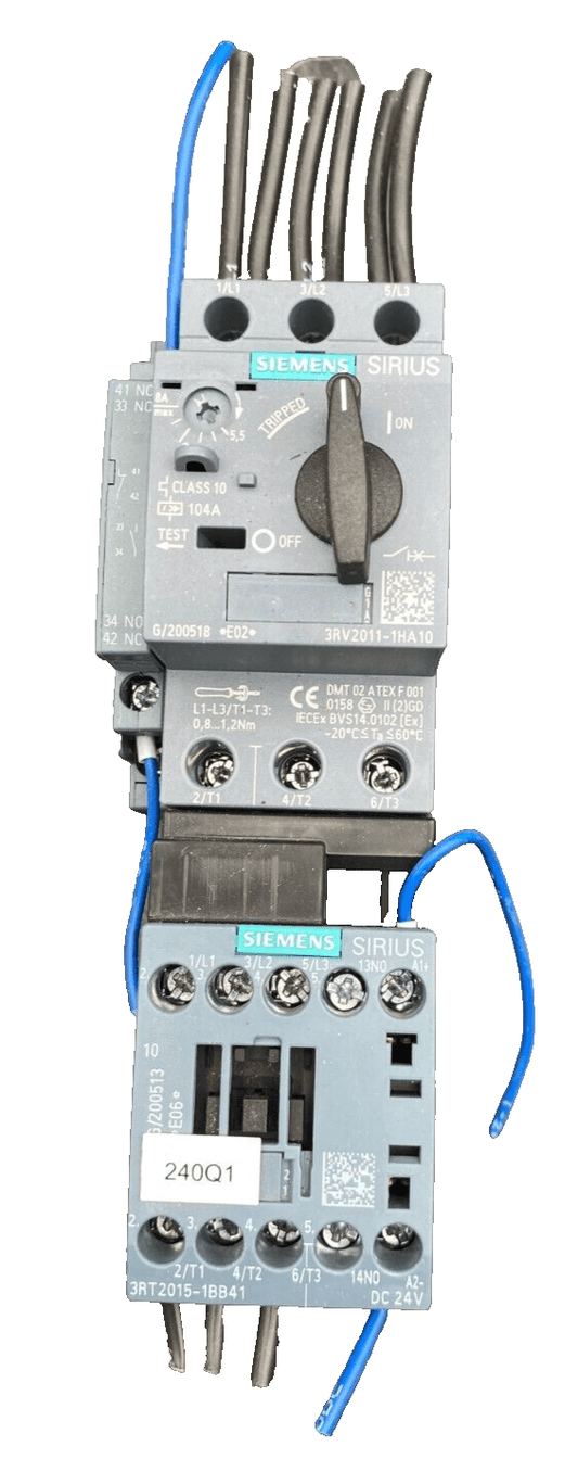 SIEMENS 3RV2011 - 1HA10 + 3RT2015 - 1BB41 CIRCUIT BREAKER x2pc - KLR Automation