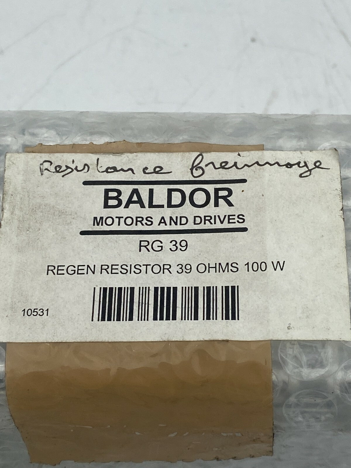 BALDOR RG-39 REGENERATION RESISTOR 100 WATT