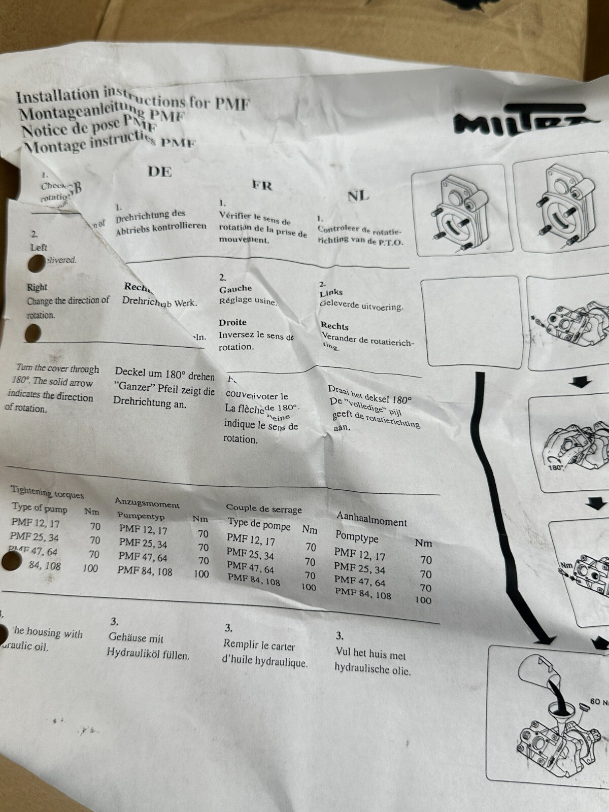 HYDRAULIC PUMP  MILTRA PMF 025  42mm SC 025 L 26964