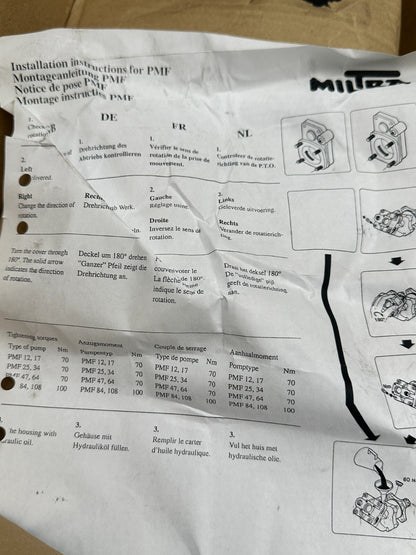 HYDRAULIC PUMP  MILTRA PMF 025  42mm SC 025 L 26964