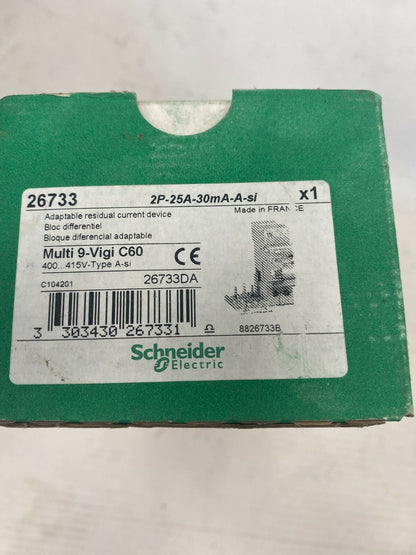4  pc x SCHNEIDER 25A 2P 30mA type A Si 230.415V VIGI C60 26733