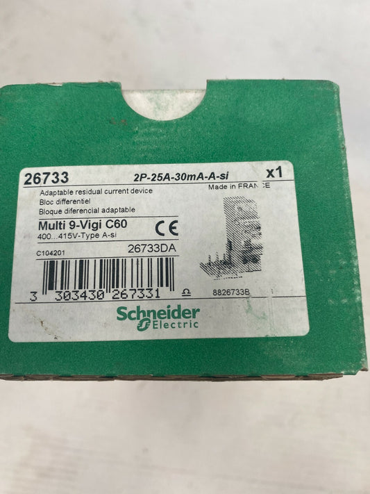 4  pc x SCHNEIDER 25A 2P 30mA type A Si 230.415V VIGI C60 26733