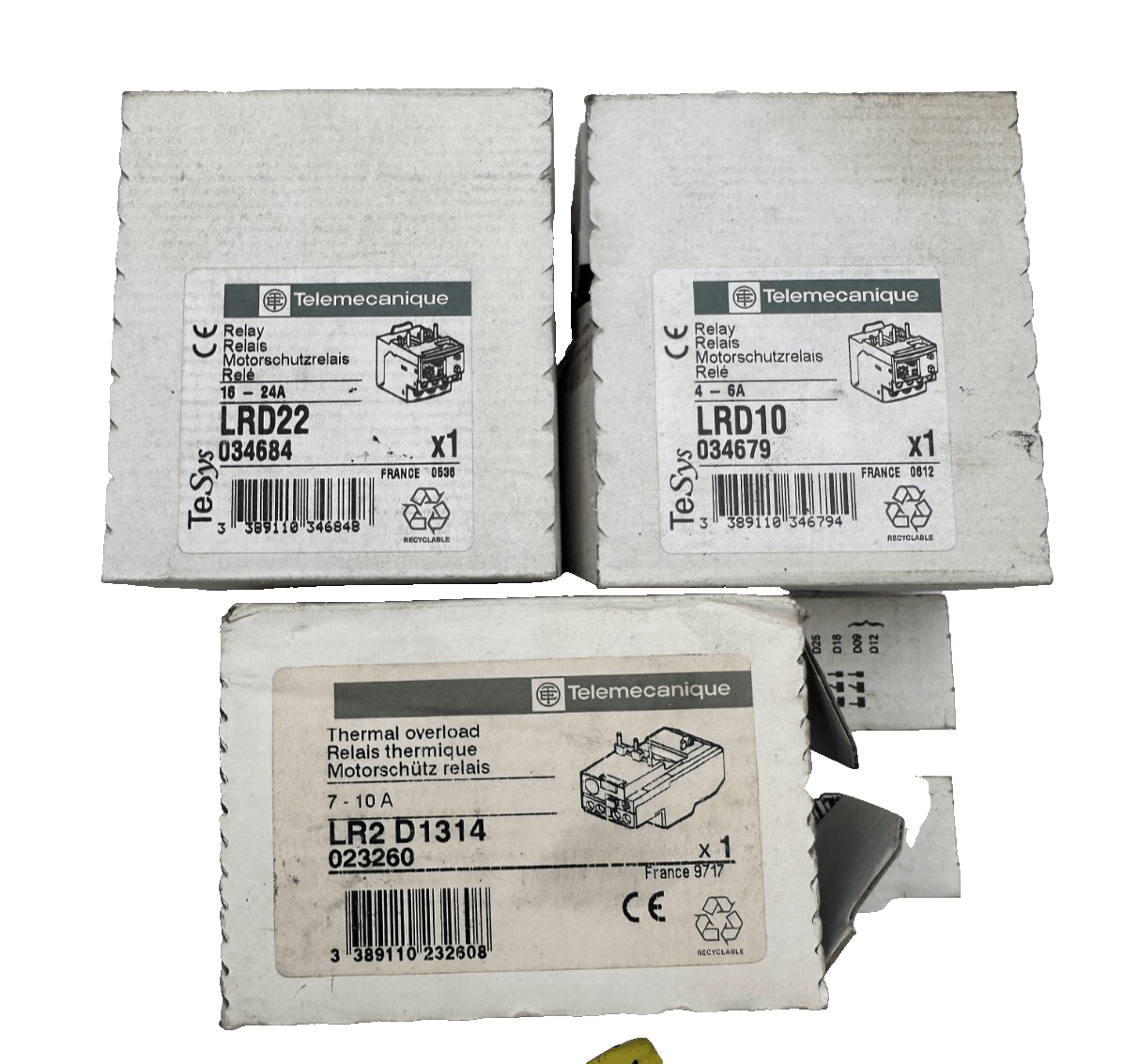 LOT RELAIS TELEMECANIQUE LRD10 + LRD22 + LRD12 + LRD16 + LRD35 + LR2D1314 - KLR Automation