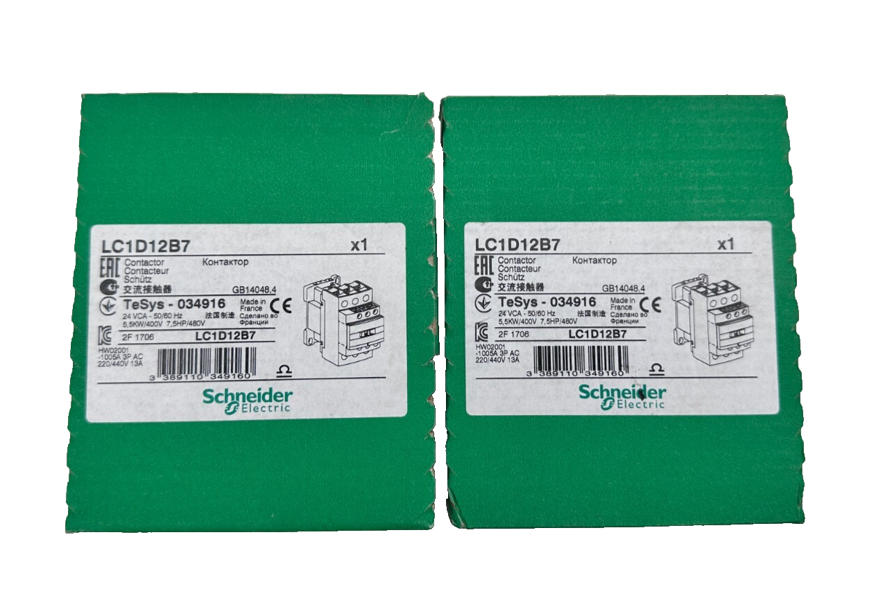 SCHNEIDER ELECTRIC LC1D12B7 CONTACTEUR TESYS 034916 24VCA 5.5kW 7.5HP x1pc