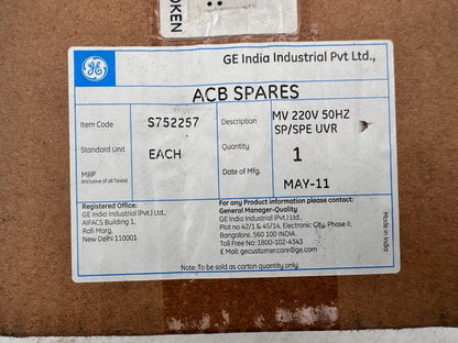 GE GENERAL ELECTRIC 752257 MV 220V 50Hz SP/SPE UVR
