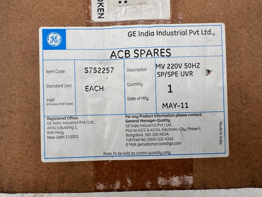 GE GENERAL ELECTRIC 752257 MV 220V 50Hz SP/SPE UVR