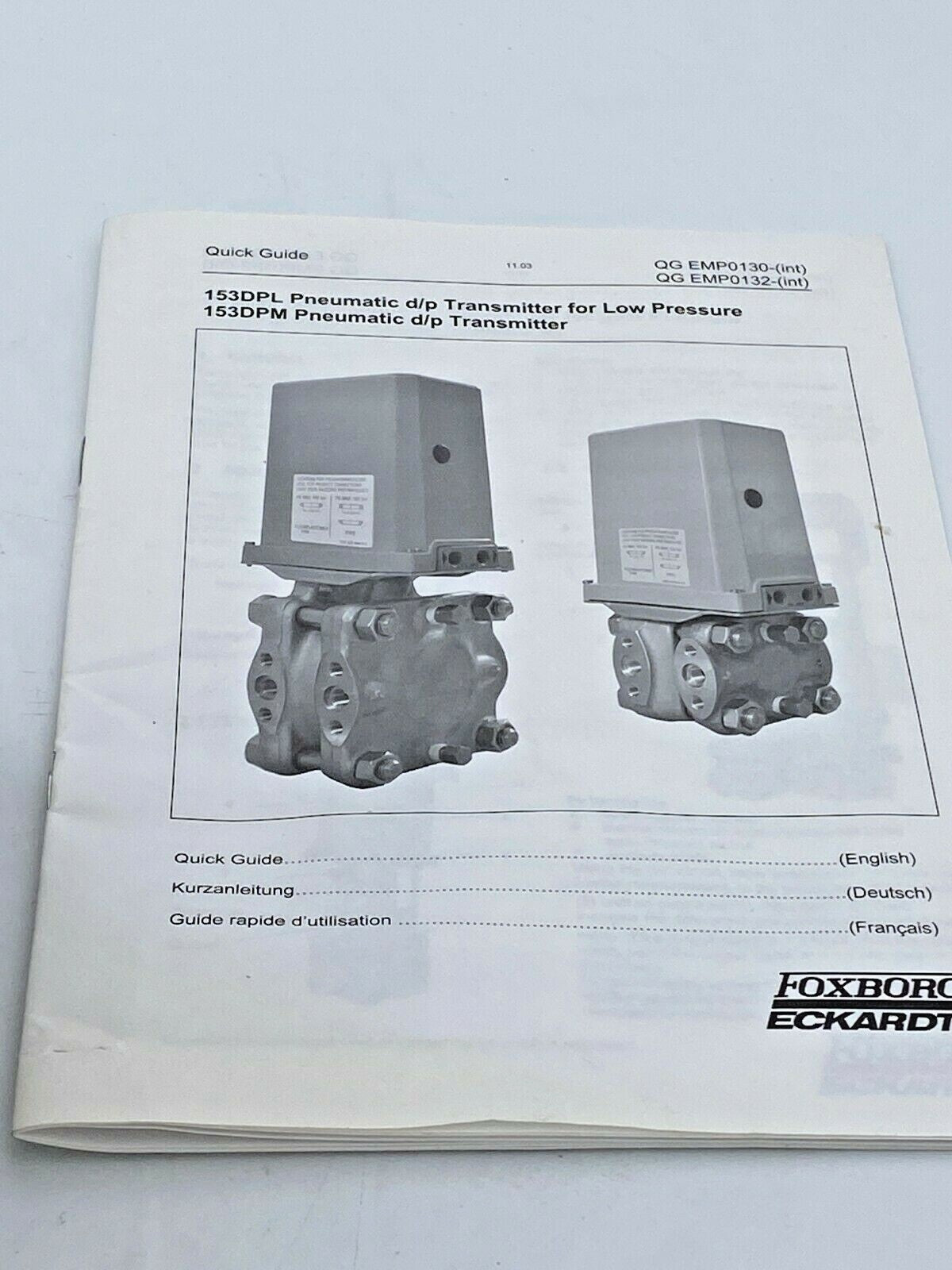 153DPL Pneumatic d/p Transmitter for Low ... - Foxboro Eckardt 153DPL - B2211V1 - A2 - KLR Automation