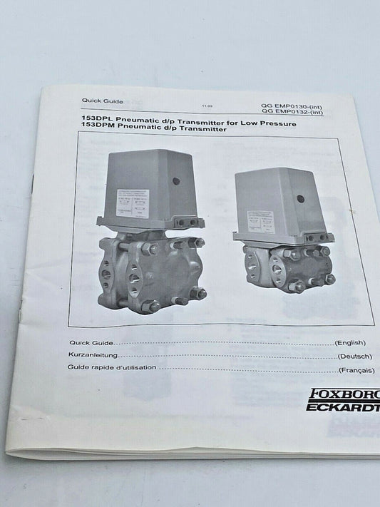 153DPL Pneumatic d/p Transmitter for Low ... - Foxboro Eckardt 153DPL - B2211V1 - A2 - KLR Automation