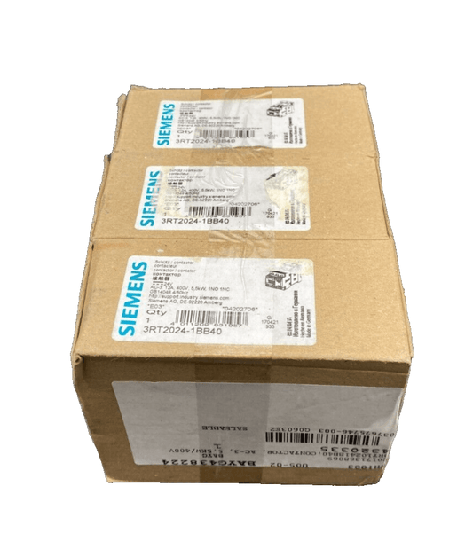 SIEMENS SIRIUS 3RT2024 - 1BB40 CONTACTEUR 24V 12A x 3 pc - KLR Automation
