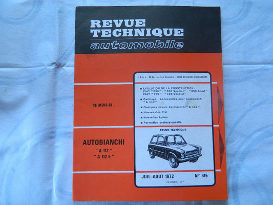 RTA  revue technique automobile etat comme neuf  AUTOBIANCHI A112/ A112E  n  315