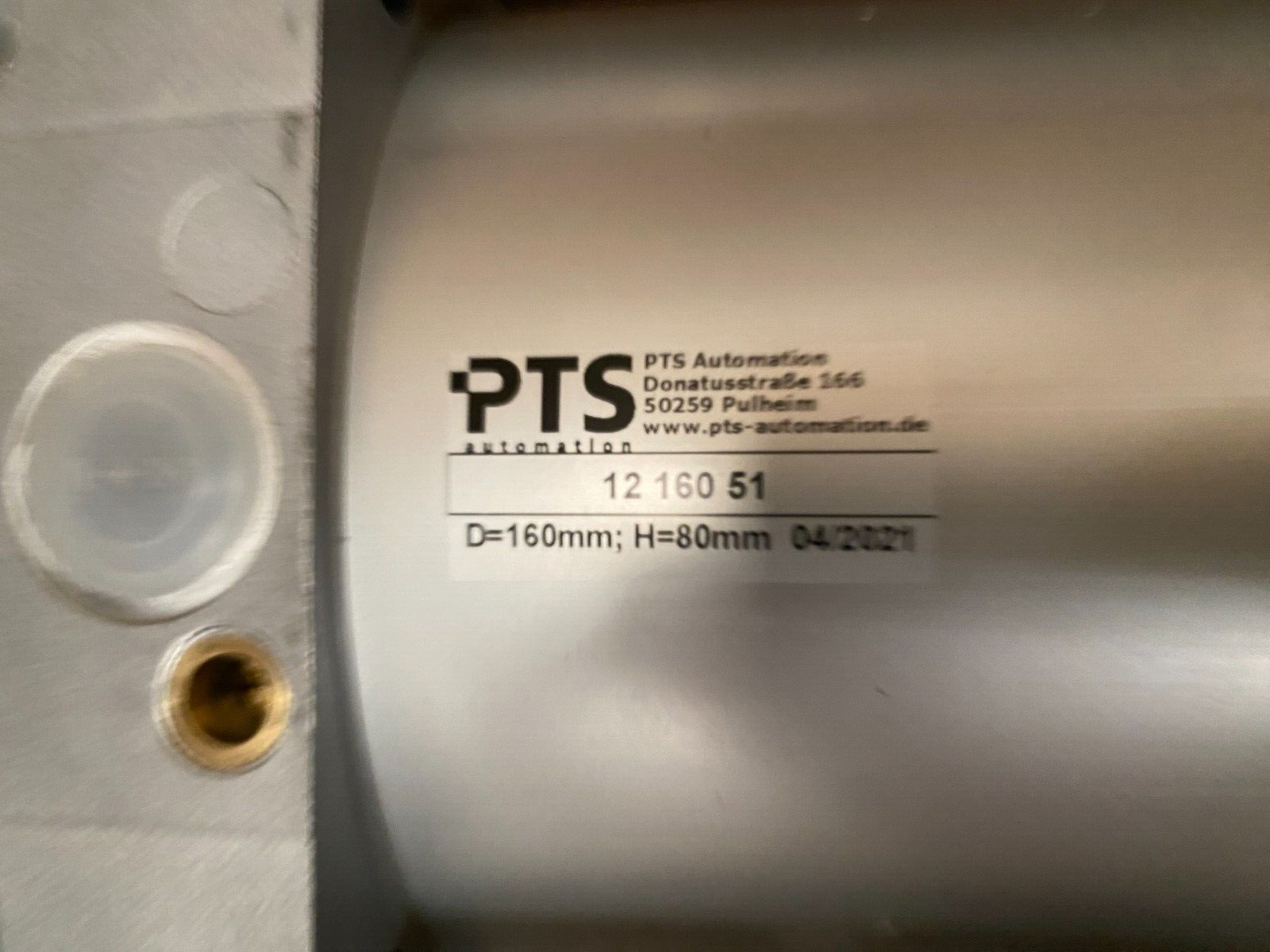 PTS AUTOMATION 12 160 51 D 160mm H 80mm 04/2021 VERRIN PNEUMATIQUE NEW