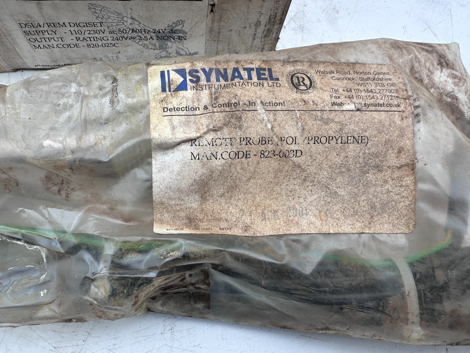 SYNATEL DSL4/REM DIGISET 820 - 025C SONDE+ 823 - 003D REMOTE PROBE POLYPROPYLENE - KLR Automation