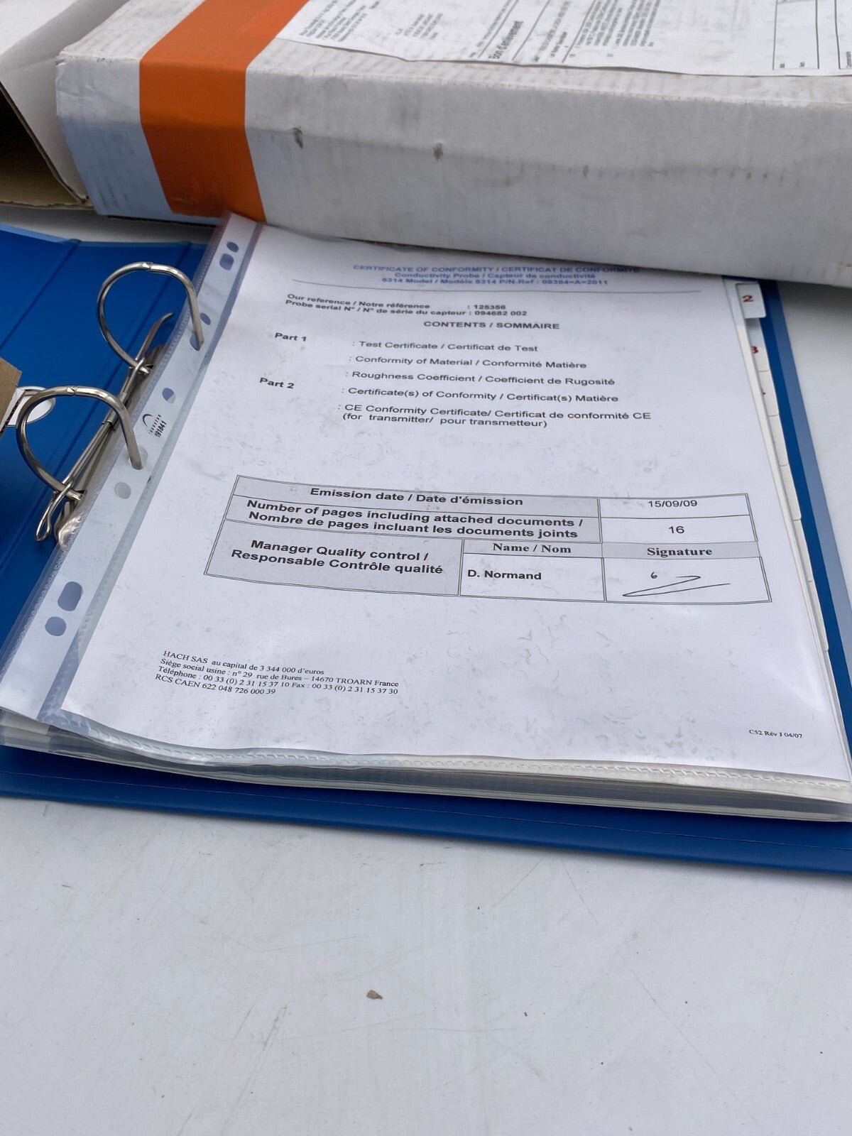 Polymetron 8394 conductivité 08394=A=2011 COND. SENSOR WITH CERTIFICATE HACH - KLR Automation
