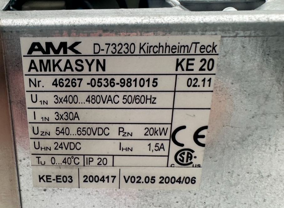 AMK AMKASYN KE 20 20kW VERSION 02.11 ALIMENTATION COMPACTE