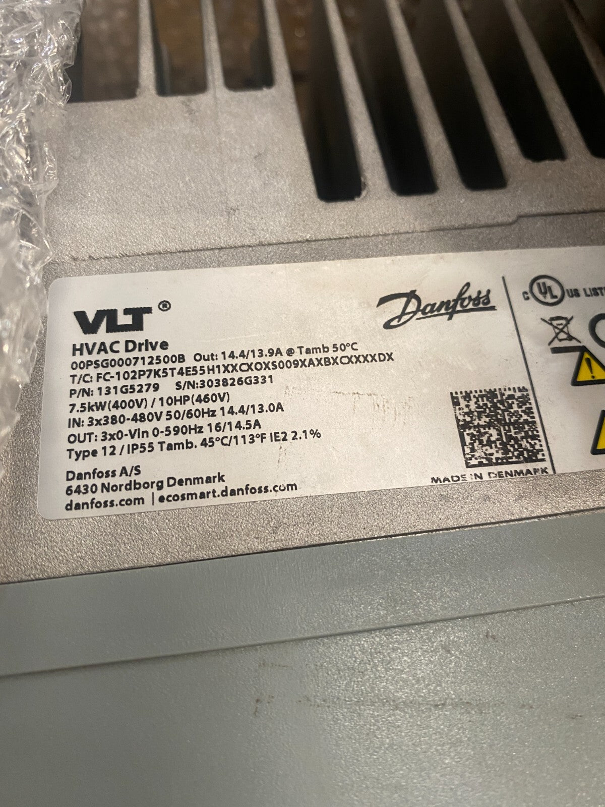 Danfoss VLT HVAC Drive FC-102 131G5279 7,5kw