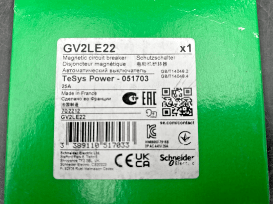 LOT OF 2 NEW SCHNEIDER ELECTRIC GV2LE22 TESYS POWER 051703 MAGNETIC CIRCUIT BREA - KLR Automation
