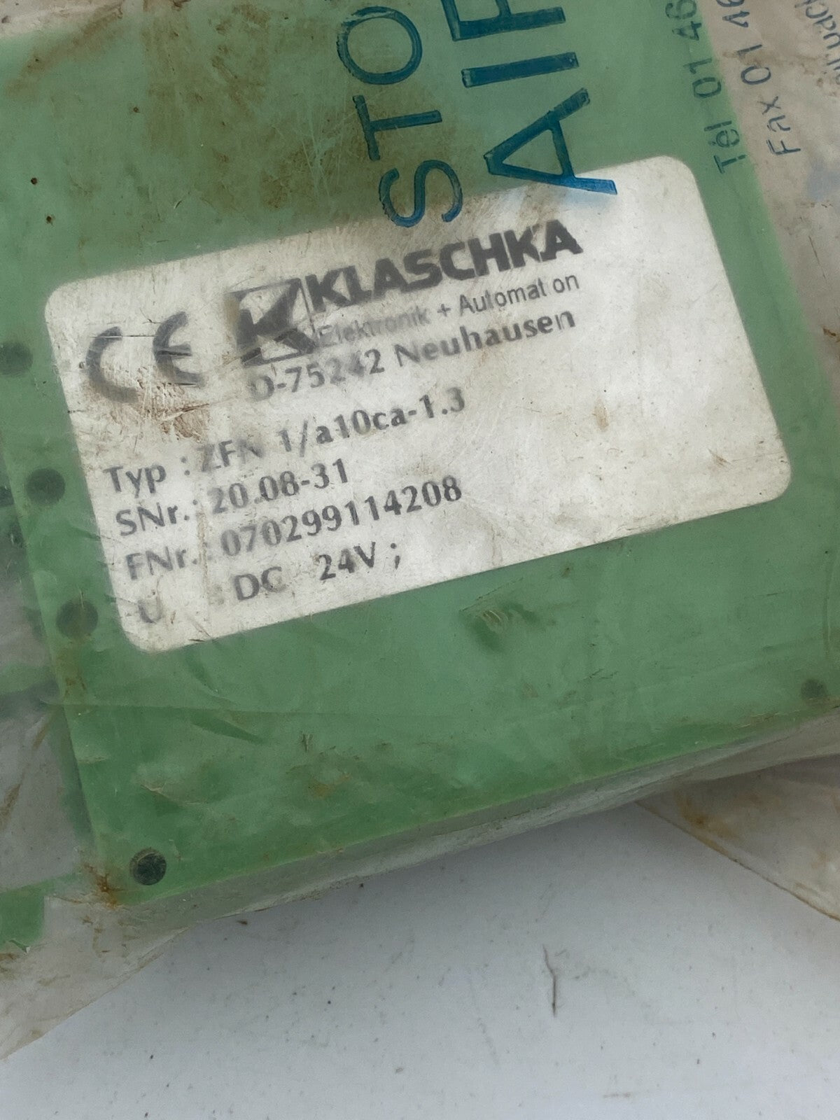 KLASCHKA AFO - 077 120499 Typ ZFN 1/a10ca - 1.3 AFO077 - KLR Automation