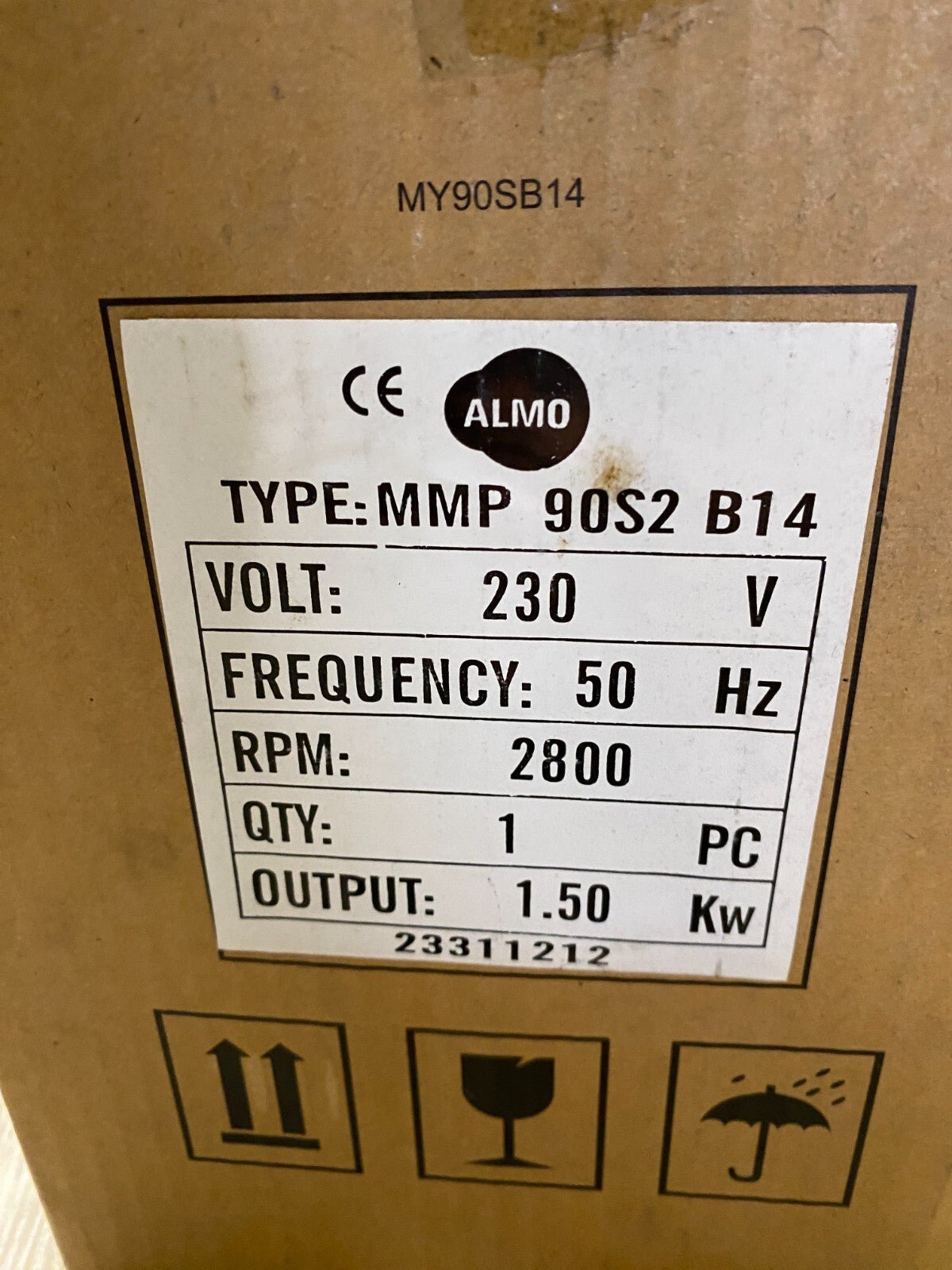 ALMO MMP 90S2 1.5kW 2800 tr 8.87A 230V 50Hz x1pc - KLR Automation