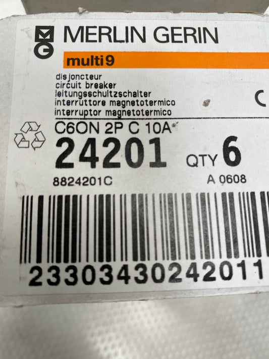 6 pc x Merlin Gerin Schneider multi 9 24201 C60N 2P C 10A 