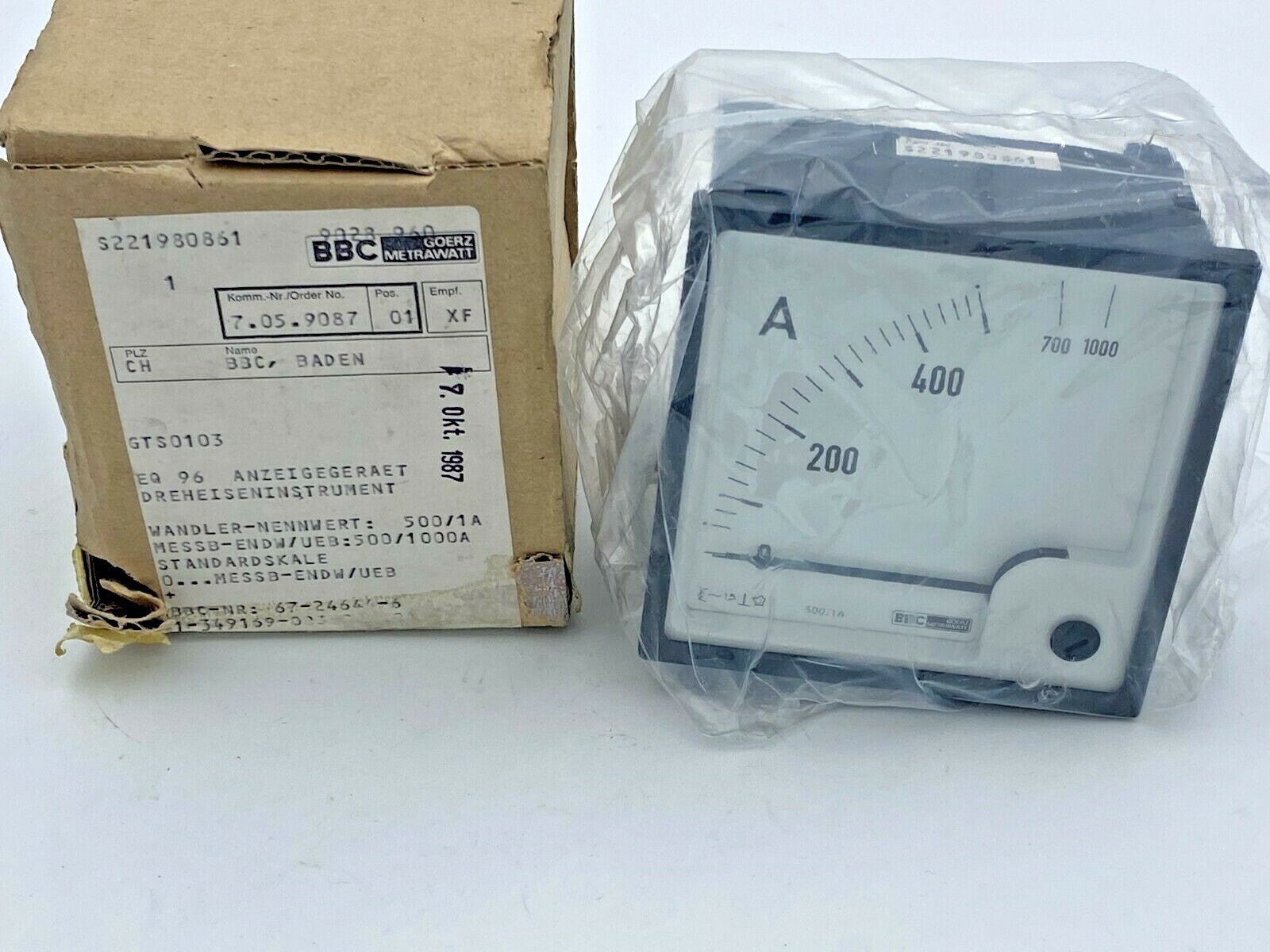 BBC Goerz METRAWATT A Meter EQ 96 GTS0103 - KLR Automation