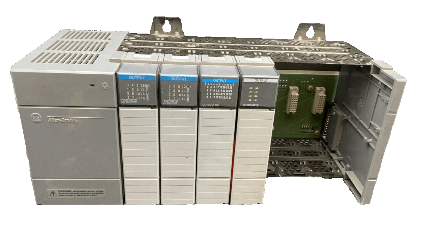 ALLEN BRADLEY SLC 500 1746 - P3+ 1746 - OB8 + 1746 - 0B16E + 7 SLOT RACK - KLR Automation