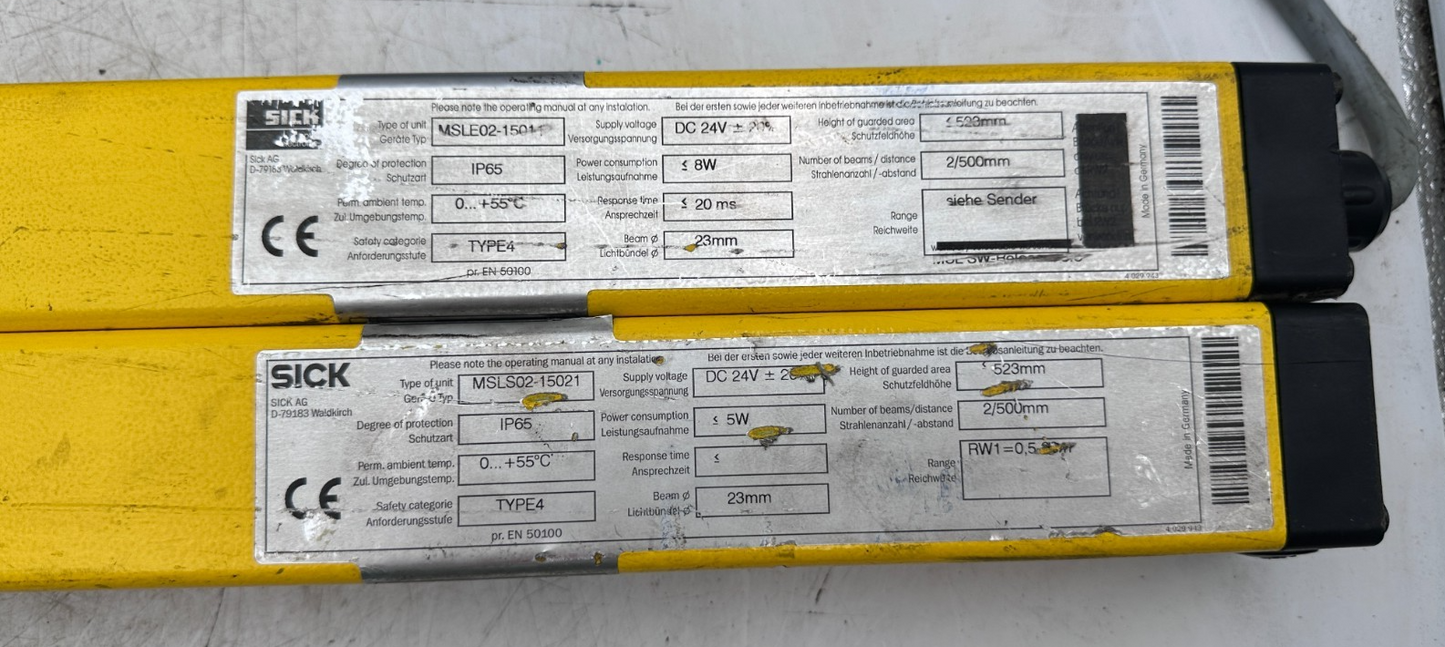 SICK MSLE02-15011 1013748+ MSLS02-15021 1012296 SAFETY LIGHT CURTAIN